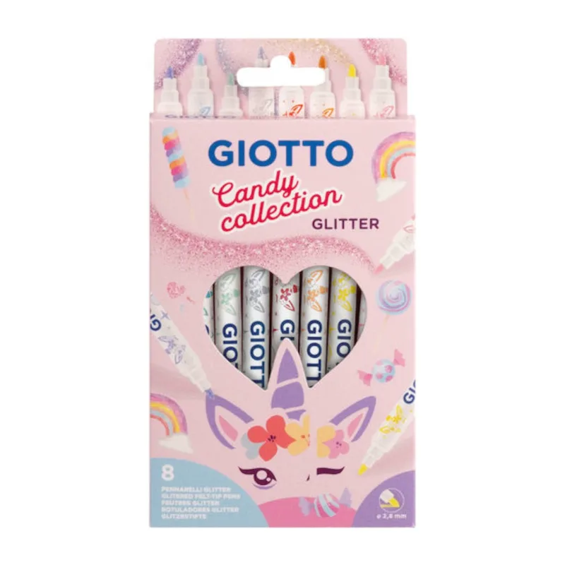 Giotto Σετ Μαρκαδόροι Ζωγραφικής Glitter Candy Pastel 8τμχ 428500