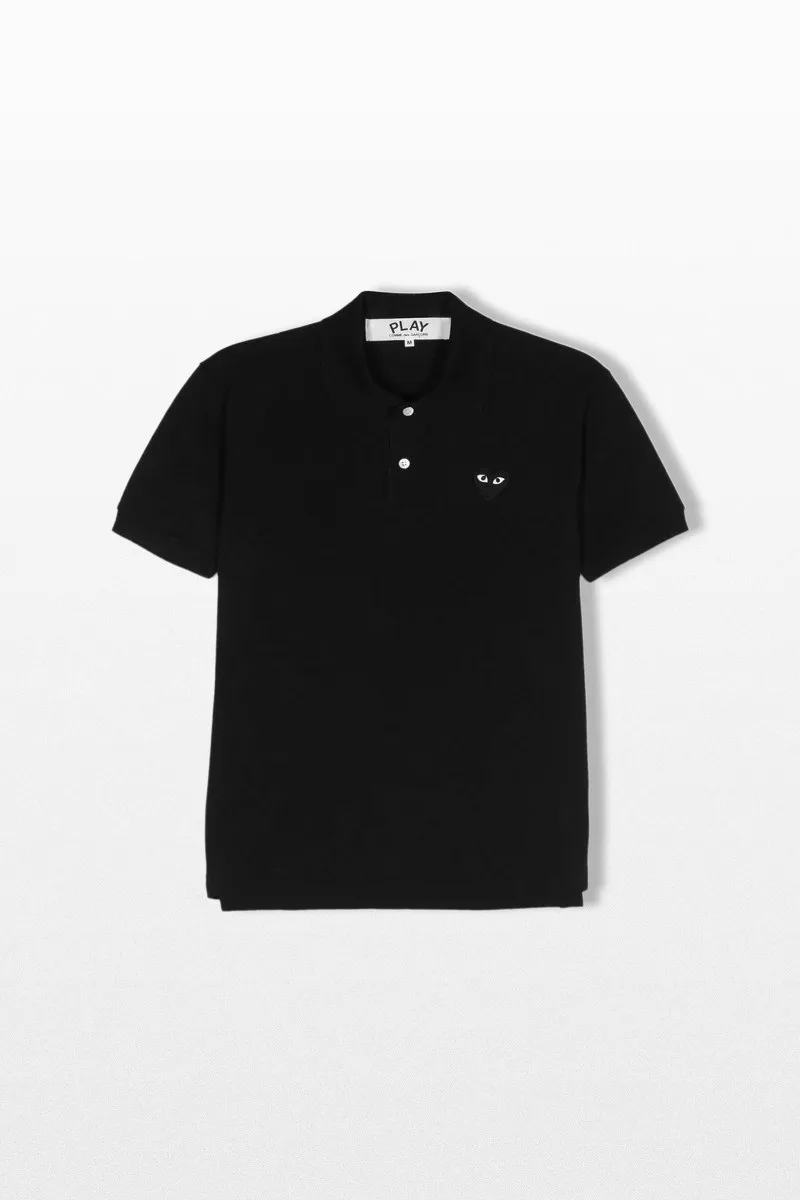 COMME DES GARÇONS PLAY Ανδρικό Μαύρο Applique Logo Polo T-Shirt