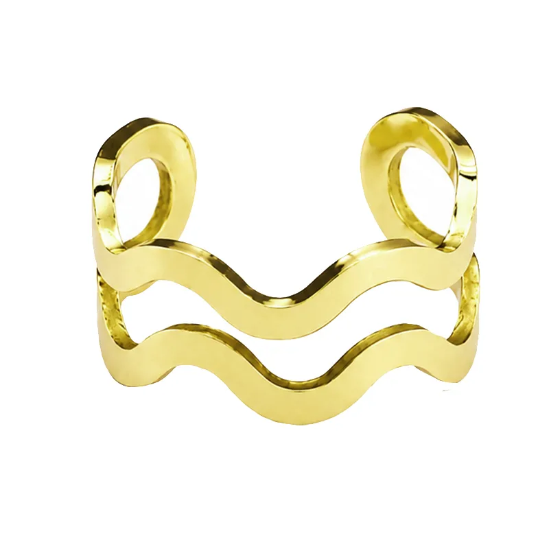 Jt Ατσάλινο Κυματιστό Ear Cuff Σκουλαρίκι Χρυσό