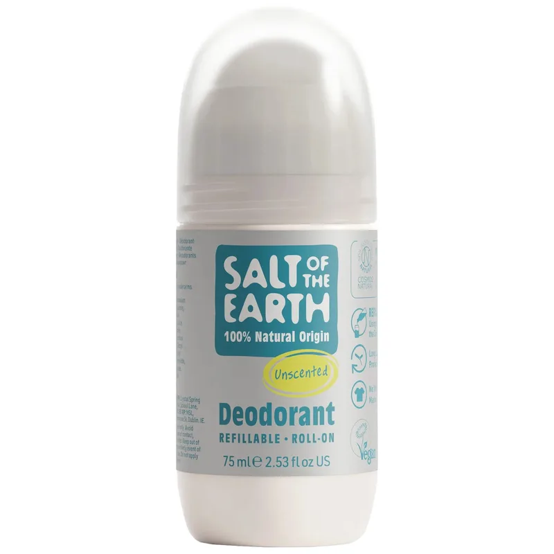 Salt of the Earth Natural Refillable Unscented Deodorant Επαναγεμιζόμενο Αποσμητικό Roll-On Φυσικής Προέλευσης Χωρίς Άρωμα 75ml
