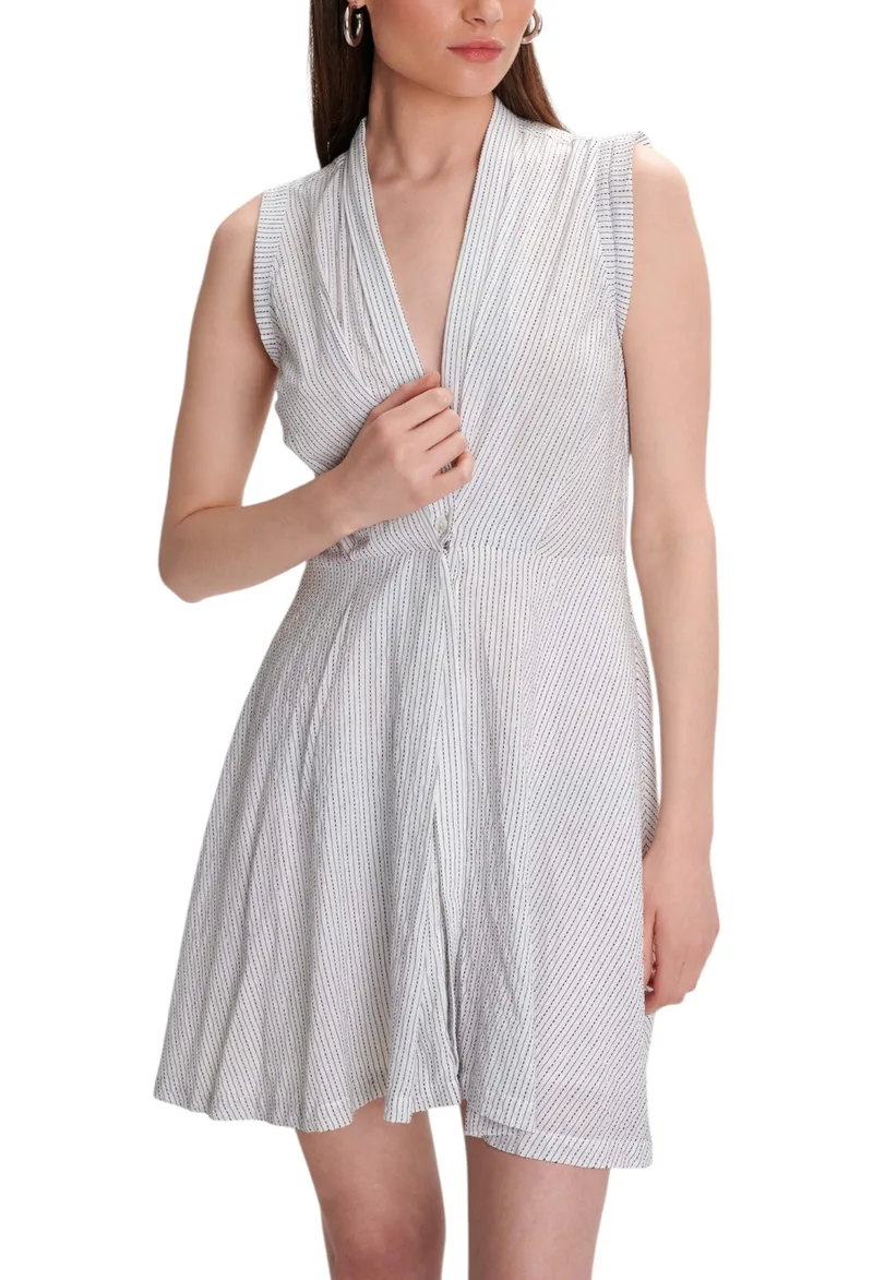 Φόρεμα Ale Ασύμμετρο Ριγέ 8921218-WHITE Γυναικείο