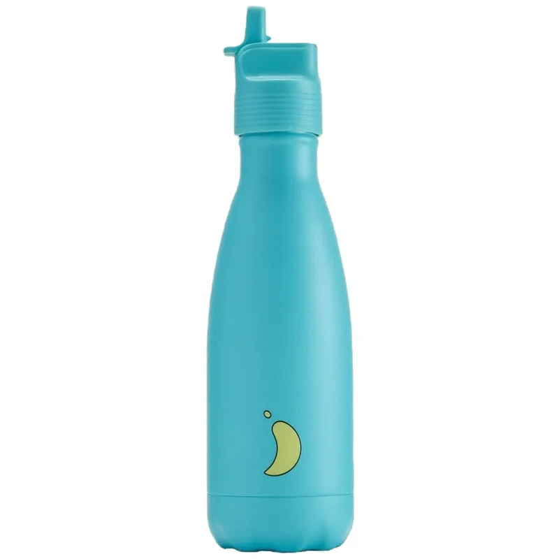 Chilly's Original Kids Bottle Ανοξείδωτο Παιδικό Μπουκάλι με Καλαμάκι που Διατηρεί το Νερό Δροσερό Όλη Μέρα 350ml - Aqua