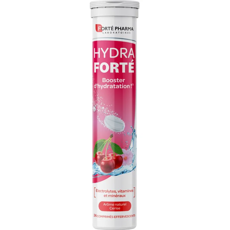 Forte Pharma Hydra Forte Cherry Συμπλήρωμα Διατροφής Ηλεκτρολυτών, Βιταμινών & Μετάλλων για Ενυδάτωση σε Καθημερινή Βάση με Γεύση Κεράσι 24 Effer.tabs