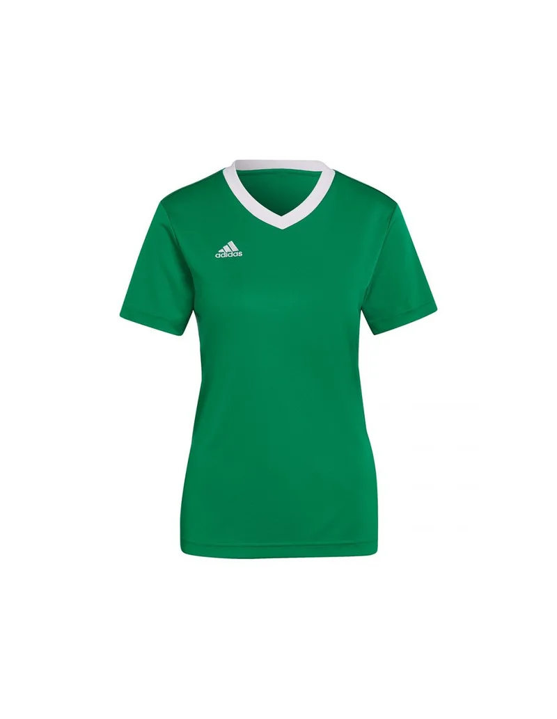Adidas Entrada 22 Γυναικείο Αθλητικό T-shirt Fast Drying με V Λαιμόκοψη Πράσινο HI2124