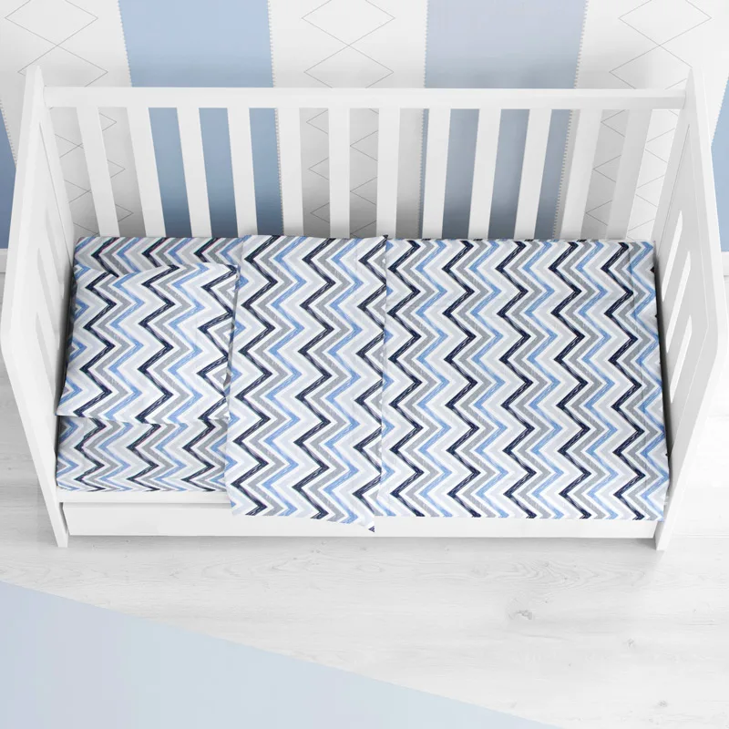 Σεντόνι Λίκνου 80x110 Dimcol Zic Zac 140 Blue