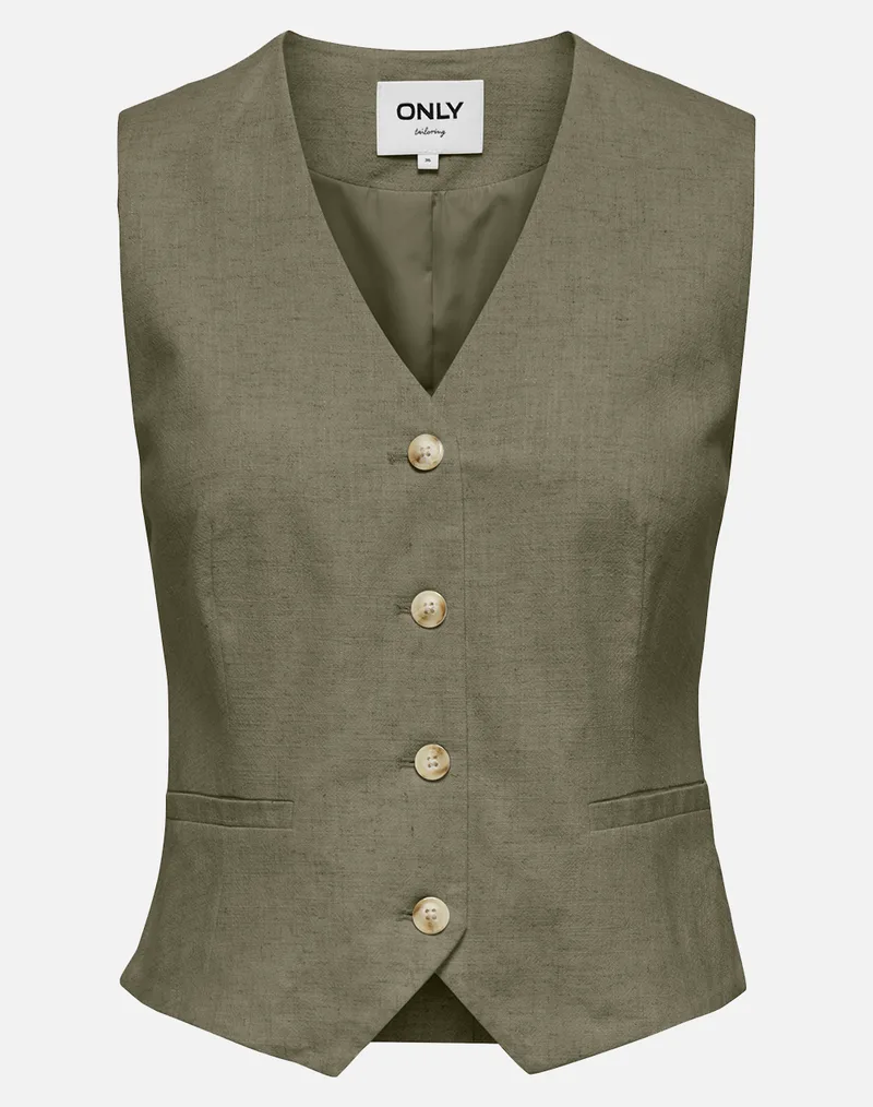 ONLY ONLSIESTA S/L LINEN BL VEST TLR 15374221-Mermaid Olive