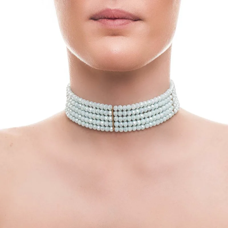 glamorous κολιέ τσόκερ crystal χάντρες