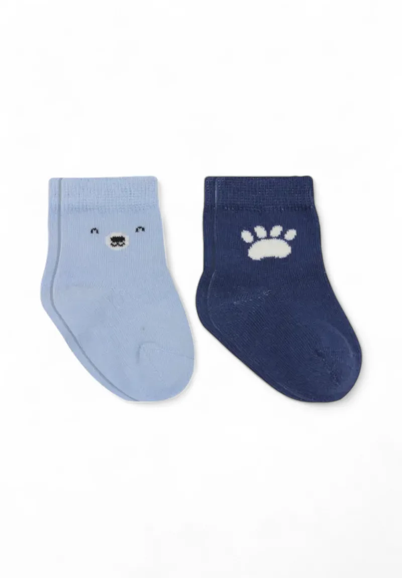 Κάλτσες βρεφικές βαμβακερές Bear Feet Biorganic 2 Τεμ. BRG10116-Γαλάζιο