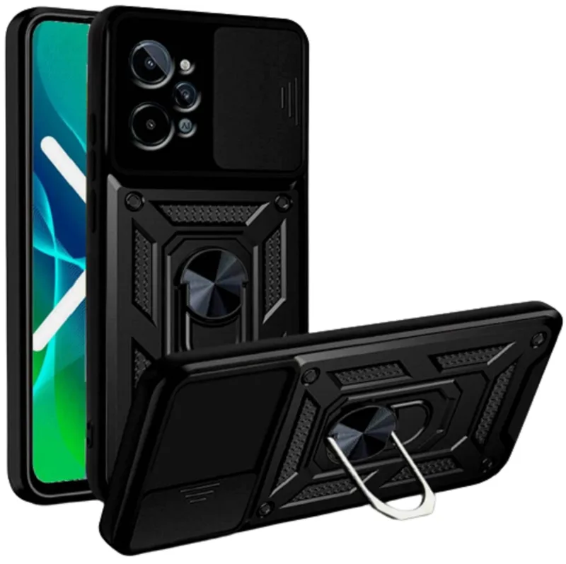 Bodycell Armor Slide - Ανθεκτική Θήκη Realme C31 με Κάλυμμα για την Κάμερα & Μεταλλικό Ring Holder - Black (5206015010057)
