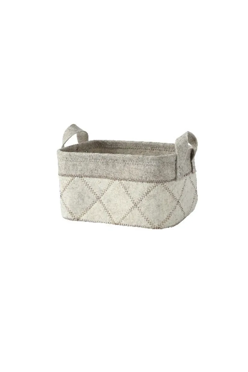 Καλαθι Μπεζ Με Κεντητο Σχεδιο Και Λαβες 32Cm 32x23x18cm Μονόχρωμο Kaeming