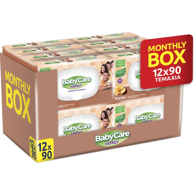 Μωρομάντηλα Babycare Family Karite Monthly Box 1080τεμ (12*90τεμ)