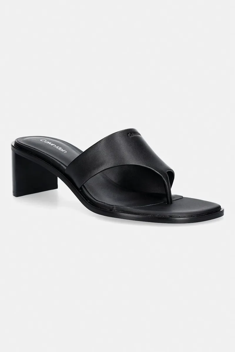 Calvin Klein σαγιονάρες δίχαλο Γυναικεία δερμάτινες BLOCK HEEL SNDL THONG LTH