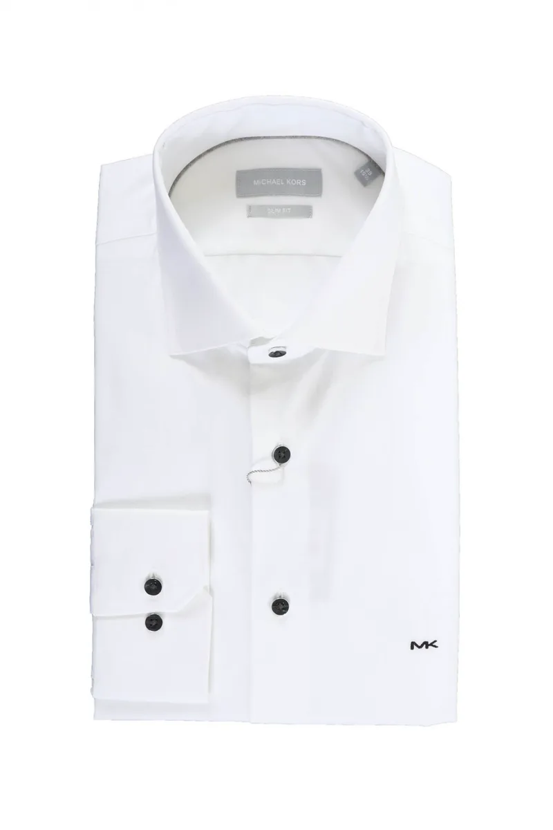 MICHAEL KORS ΠΟΥΚΑΜΙΣΟ SLIM FIT EASY CARE STRETCH ΛΕΥΚΟ