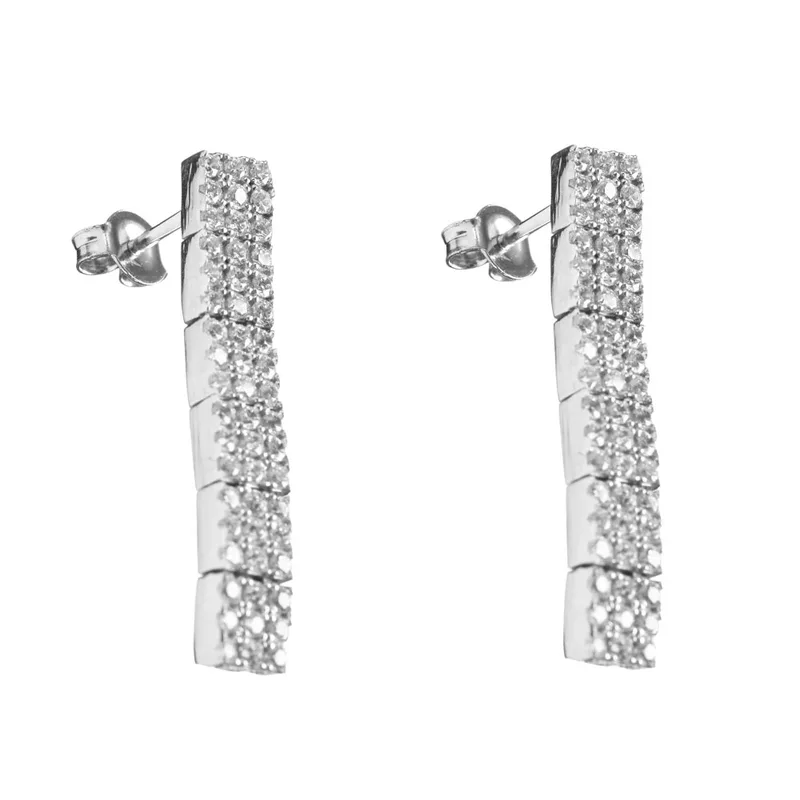 Σκουλαρίκια Πετράτα Ασημένια 925 με zircon Gatsa 3788