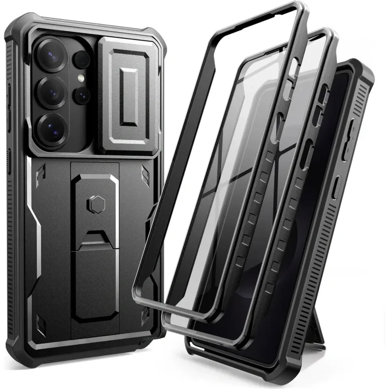 Θήκη Samsung Galaxy S26 Ultra Tech-Protect Kevlar Cam Plus Full Body 360° Ανθεκτική με Κάλυμμα για την Κάμερα & KickStand - Black (5906302352418)