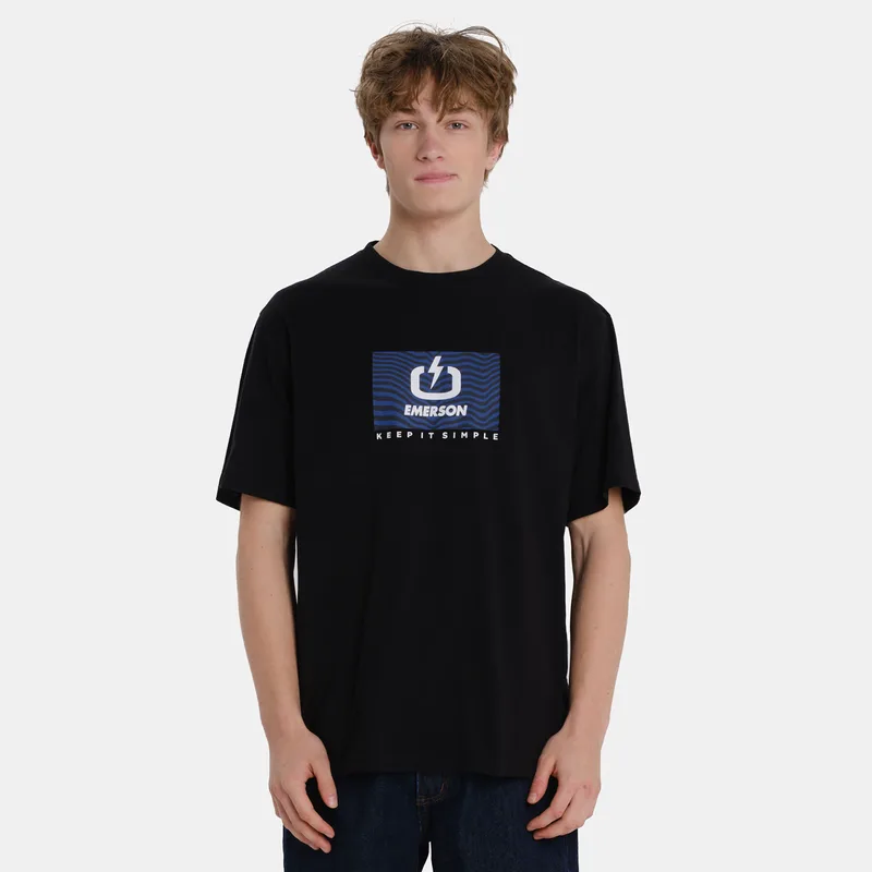 EMERSON MEN’S SHORT SLEEVE LOGO T-SHIRT ΜΑΥΡΟ