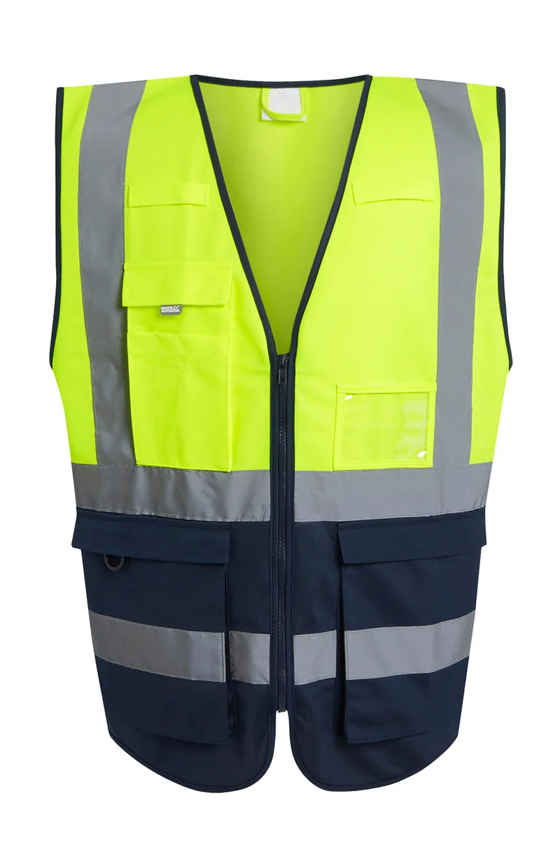 Pro Hi-Vis Executive Vest Regatta High Visibility TRS251 Yellow/Navy