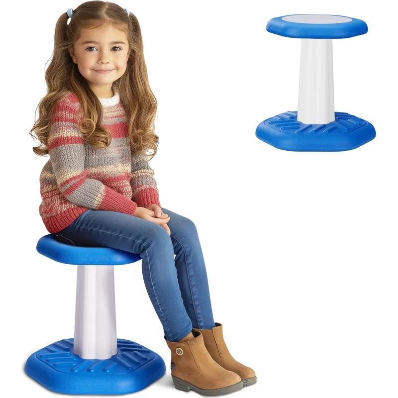 Παιδικό Σκαμπό Navaris Twist Wobble Stool Πλαστικό για Παιδιά 5 έως 8 Ετών για Ενίσχυση Ισορροπίας & Συγκέντρωσης - Blue (‎‎‎NAV0000273U002C)