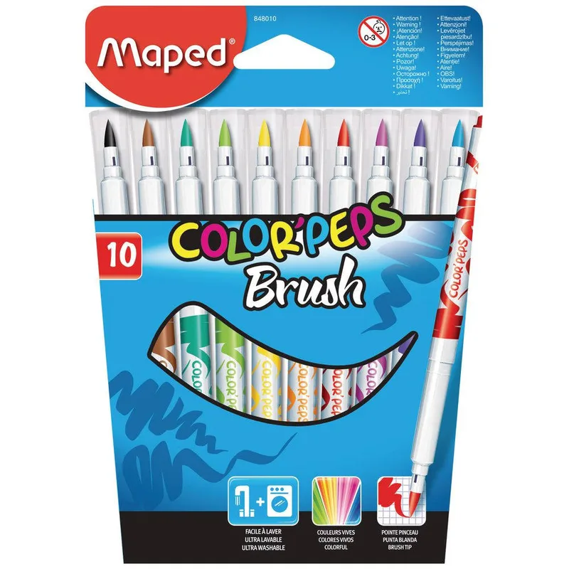 Μαρκαδόροι Maped Color'Peps Brush 2.8mm Σετ 10Τεμ 848010