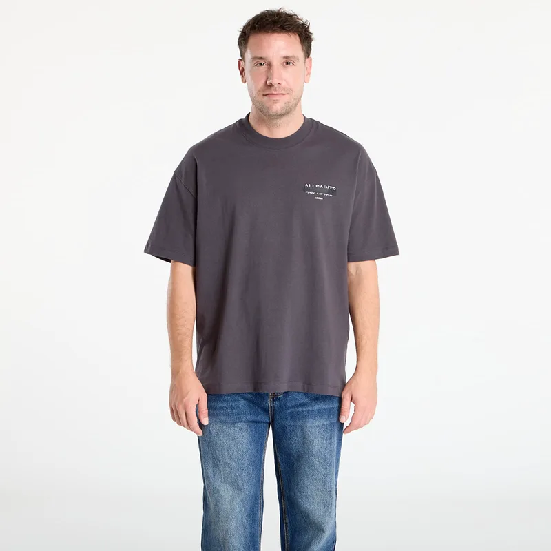 T-shirt AllSaints Redact Oversized Logo T-Shirt Washed Black S
