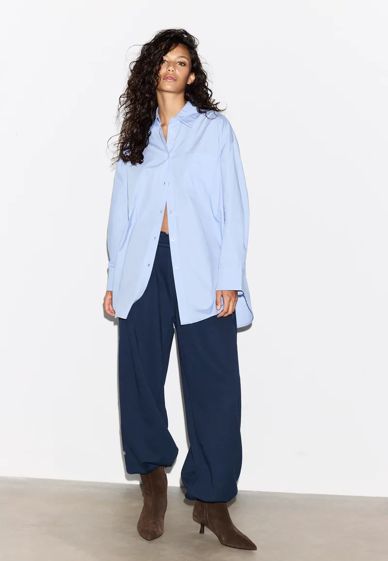 Stradivarius Πουκάμισο Oversize Σιέλ L