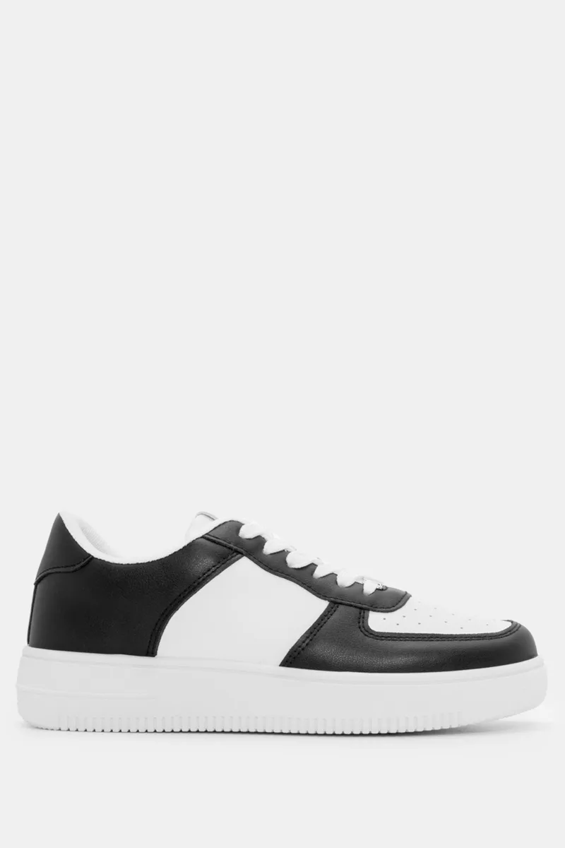 Sneakers με Μεταλλική Λεπτομέρεια - Άσπρο+Μαύρο