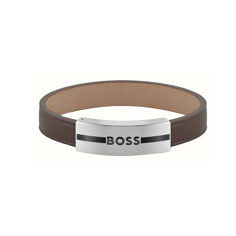 HUGO BOSS Ανδρικό Βραχιόλι Δερμάτινο Καφέ 1580496M