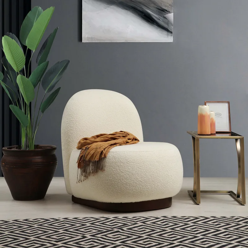 Μπερζέρα Tina - Bouclet White 560Are1736 (85x75x74)