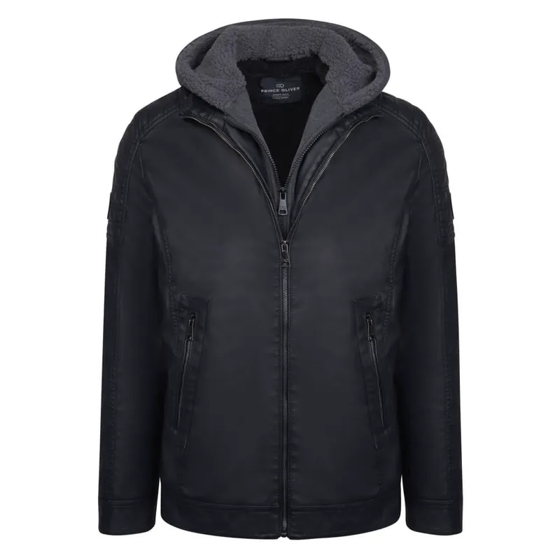 Biker Jacket Eco Leather Μαύρο (Modern Fit) New Arrival