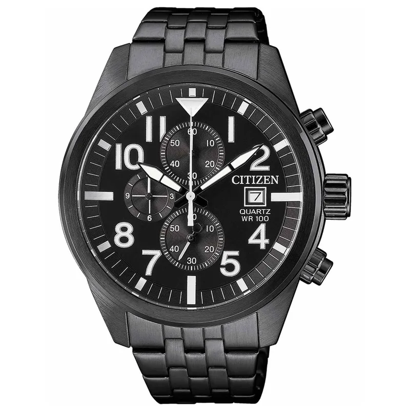 CITIZEN Mens Chronograph Black Stainless Steel Bracelet AN3625-58E