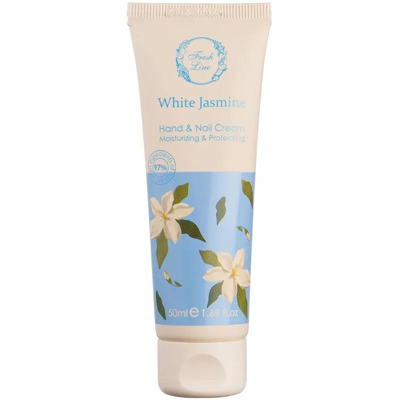 Fresh Line White Jasmine Moisturizing & Protecting Hand & Nail Cream Ενυδατική, Προστατευτική Κρέμα Χεριών & Νυχιών Ελαφριάς Υφής, Φυσικής Σύνθεσης με Γιασεμί 50ml