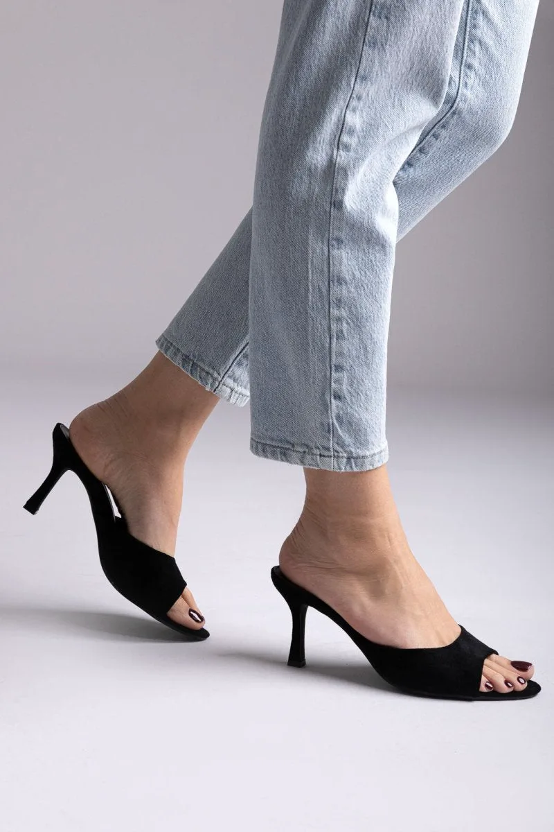 Ideal shoes Stiletto Mules - 9756 - Black Suede