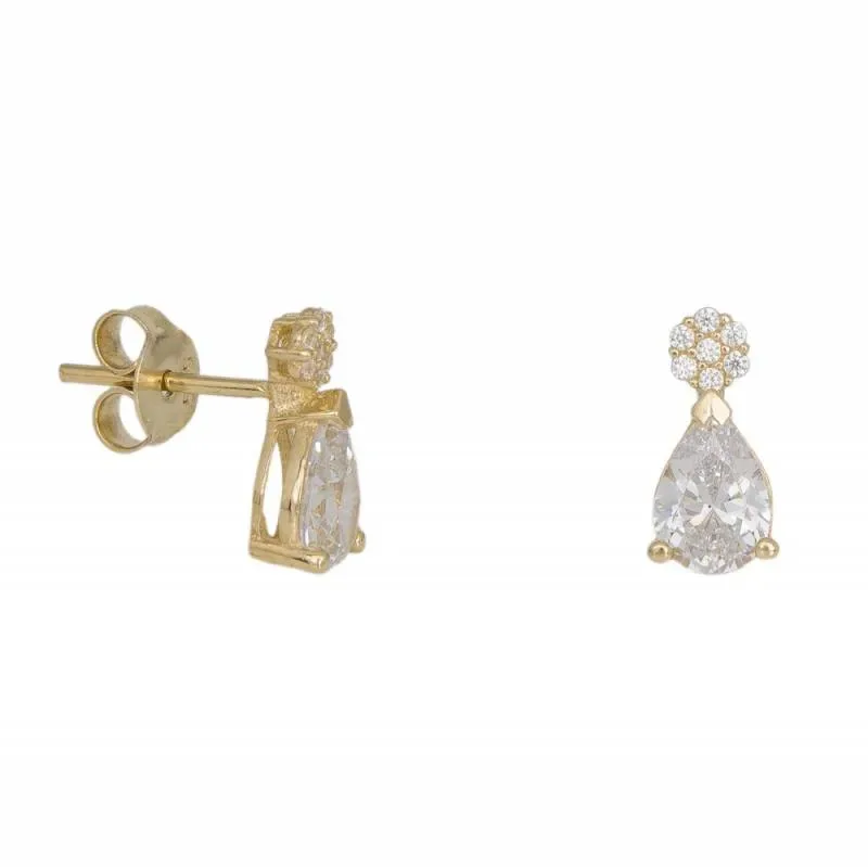 Χρυσά σκουλαρίκια Κ14 λουλούδι με ζιργκόν 042977 042977 Χρυσός 14 Καράτια