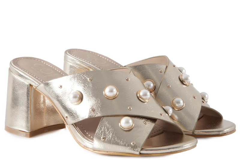Mules Feng Shoe Sandal Mid Heel L5010F-2A-GOLD Γυναικείο