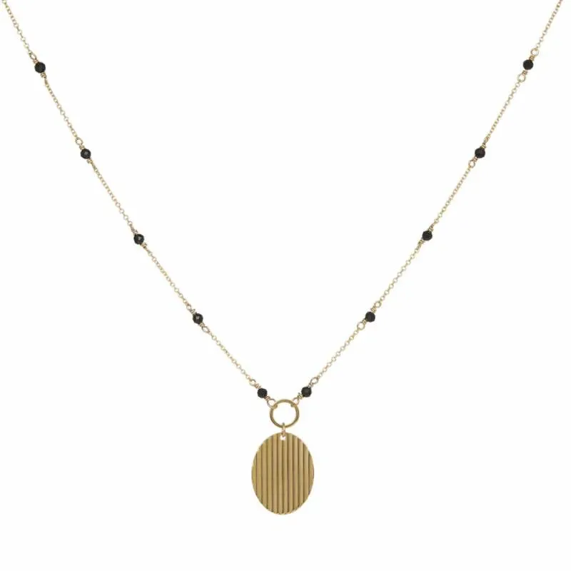 Χρυσό κολιέ με οβάλ πλακέτα Κ14 onyx 048520 048520 Χρυσός 14 Καράτια