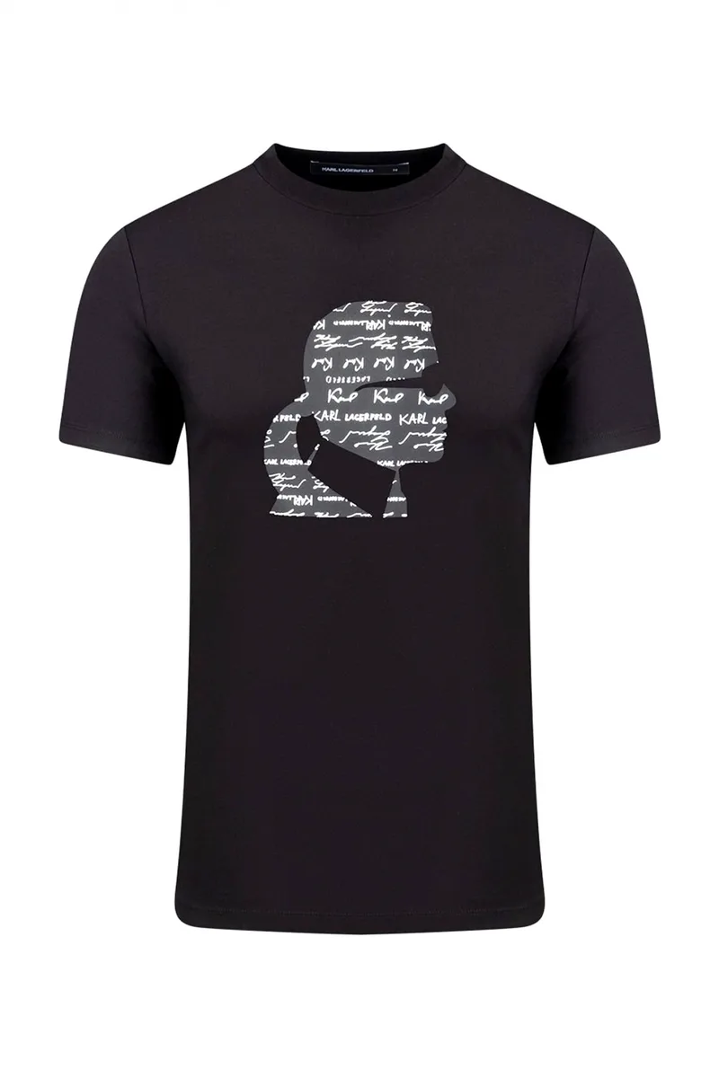 KARL LAGERFELD T-SHIRT CREW NECK LOGO ΜΑΥΡΟ