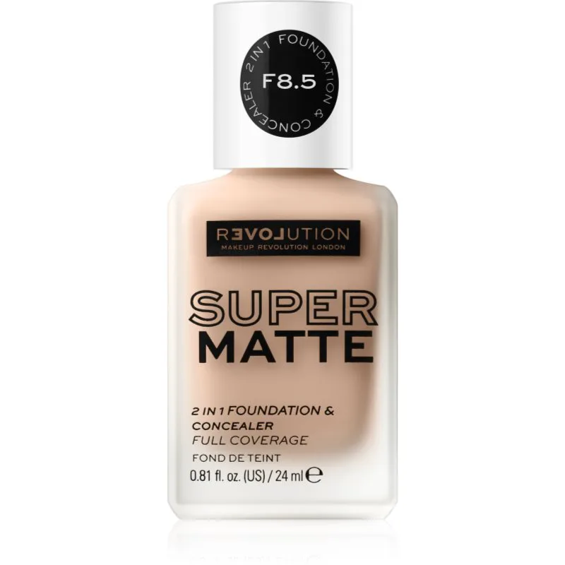 Revolution Relove Super Matte Foundation μακράς διαρκείας ματ μεικ απ απόχρωση F8.5 24 μλ