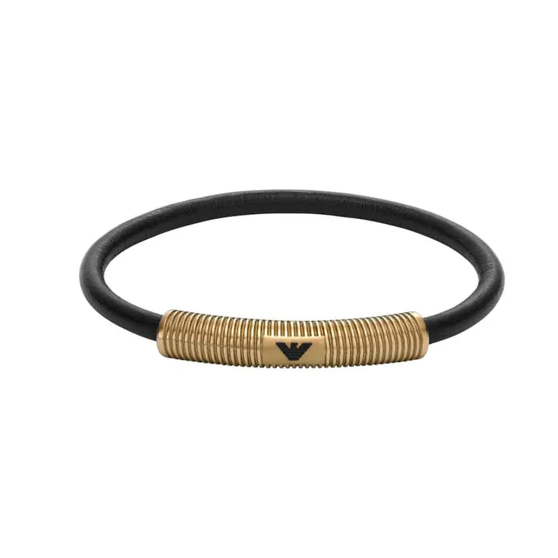 Emporio Armani Ανδρικό Βραχιόλι Απο Μαύρο Δέρμα EGS2926251