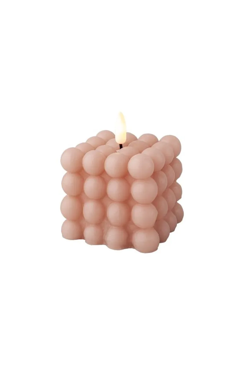 Κερι Bubble Cube Με Led Φωτισμο 7.5x7.5x9.5cm Μονόχρωμο Kaeming