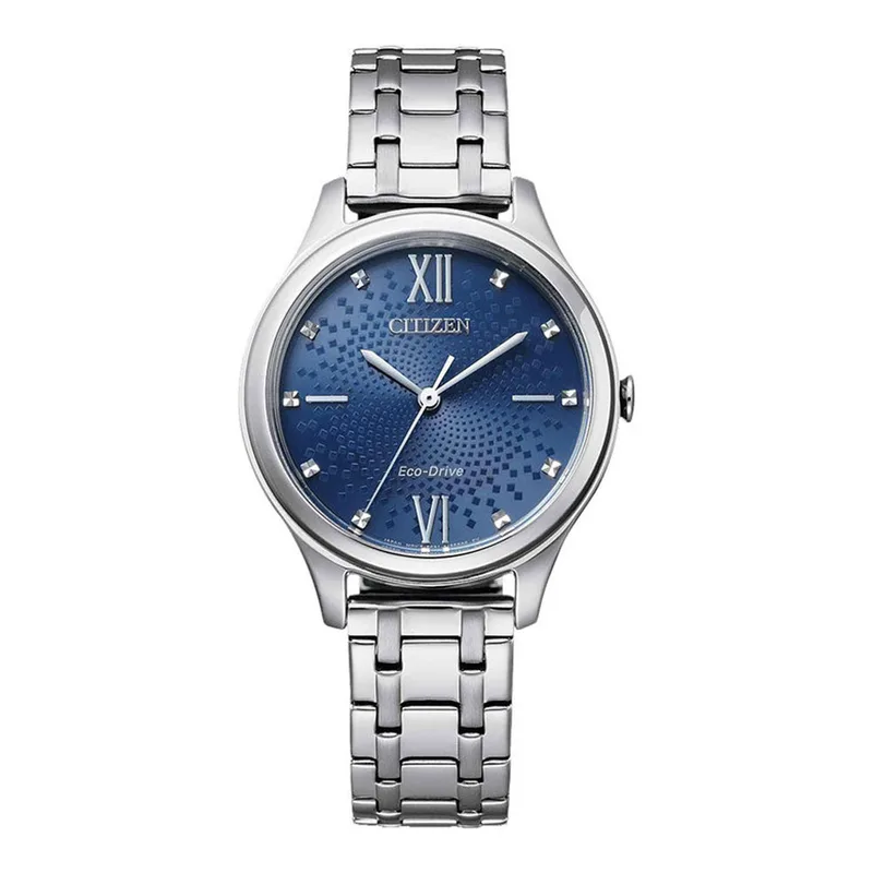 CITIZEN Elegance Ladies Eco-Drive Crystals Silver Stainless Steel Bracelet EM0500-73L