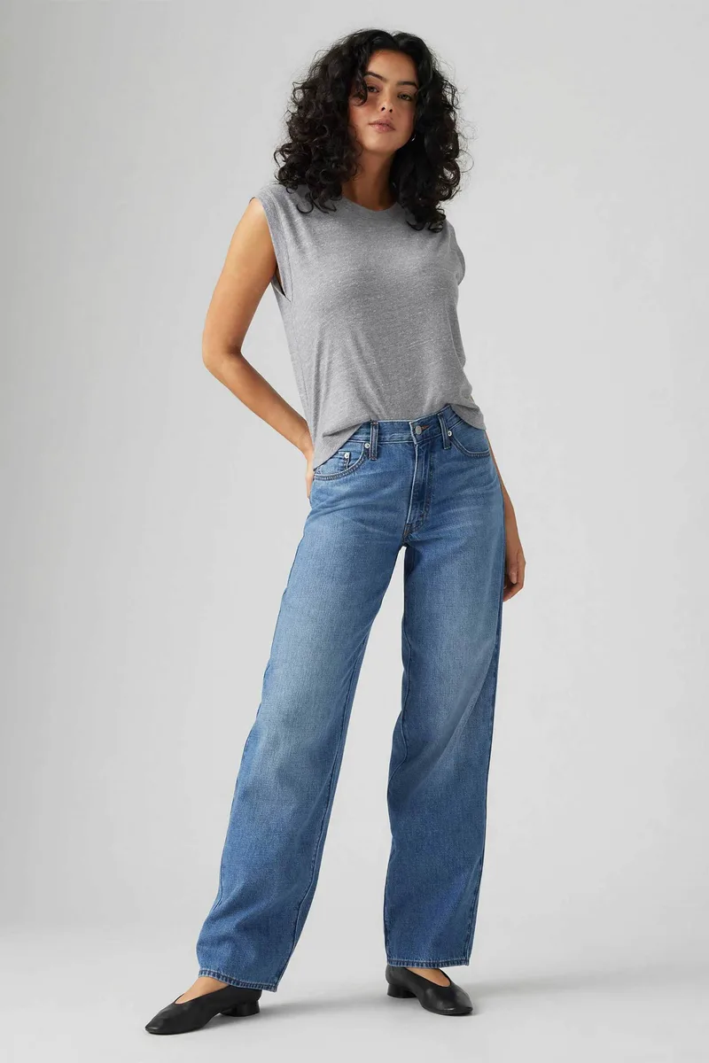 Levi's® γυναικείο τζιν παντελόνι πεντάτσεπο Loose Fit "Baggy Dad Linen+" - A34940057 Denim Blue