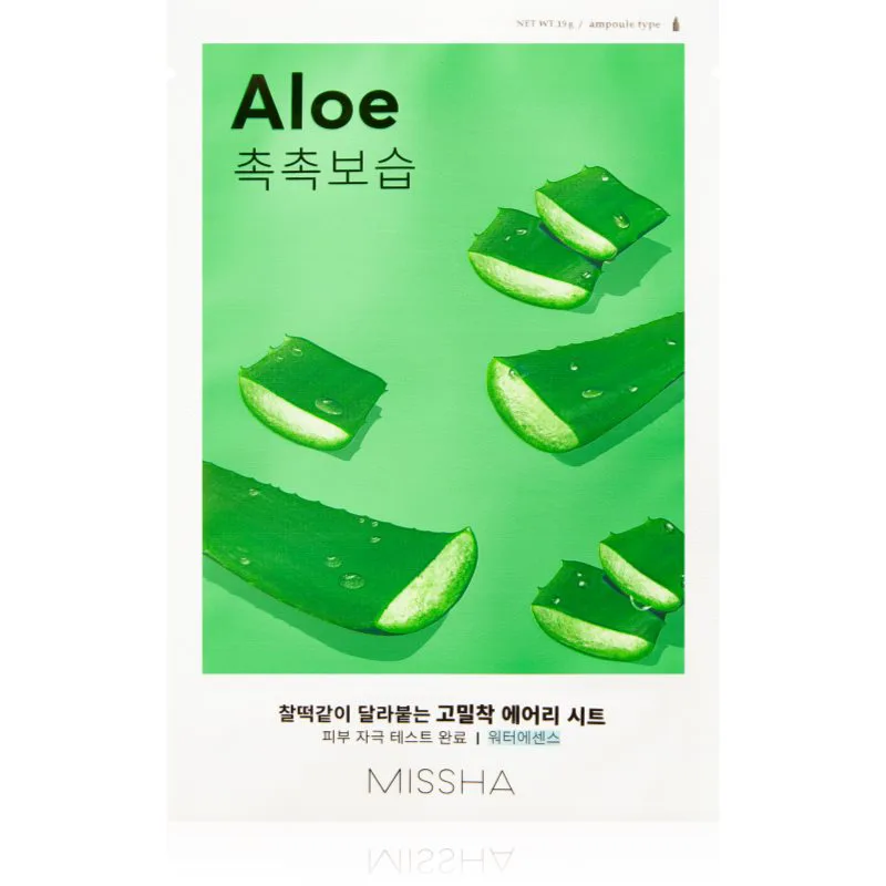 Missha Airy Fit Aloe φύλλο μάσκας με ενυδατική και καταπραϋντική επίδραση 19 γρ