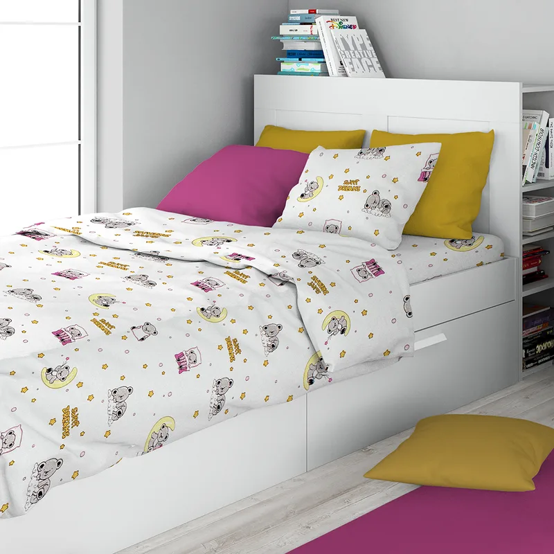 Σεντόνια Μονά (Σετ 3τμχ) Dimcol Sweet Dreams 553 White - Ροζ