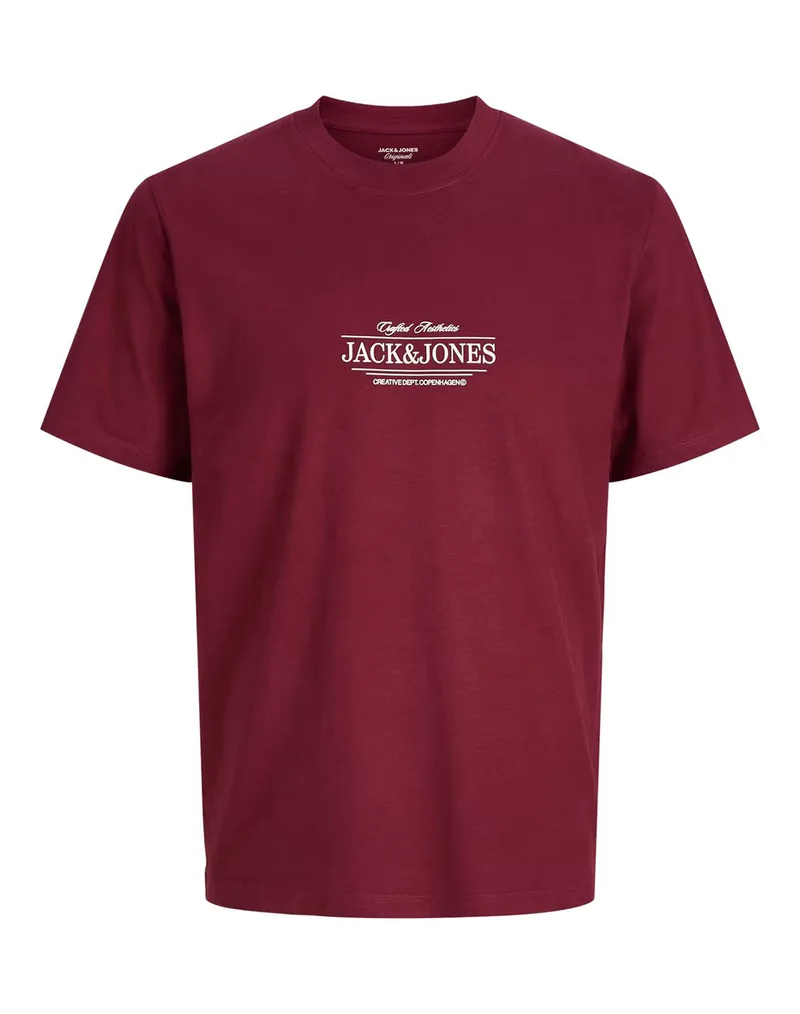 JACK&JONES JORCASSIS MINIMAL TEE SS CREW NECK 12295049-Cabernet Bordeux
