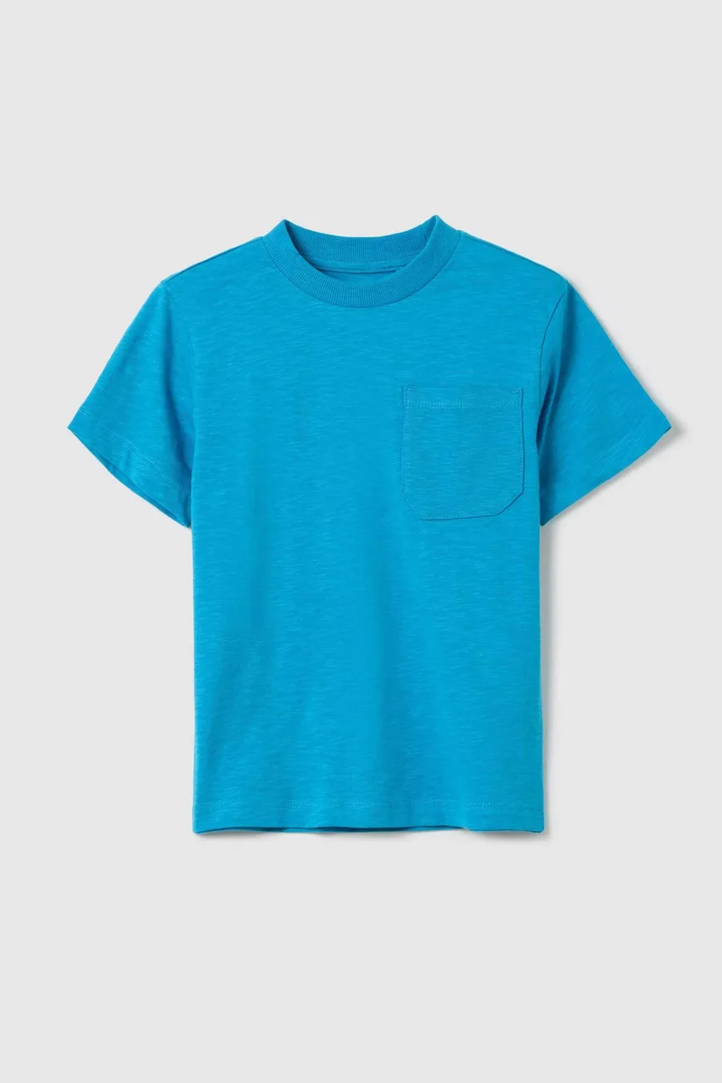 OVS παιδικό T-shirt μονόχρωμο με τσέπη Regular Fit - 002269124 Μπλε