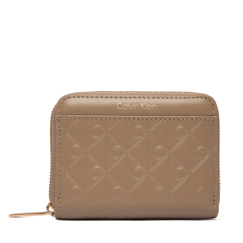 Πορτοφόλι Calvin Klein Emblem Aop Embossed Zip Around LV04F1081G Μπεζ