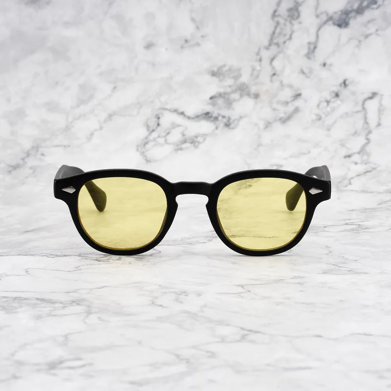 JOHNNY Tinted Sunglasses | Matt Black | Yellow Shades | Explicit Poets Sunglasses