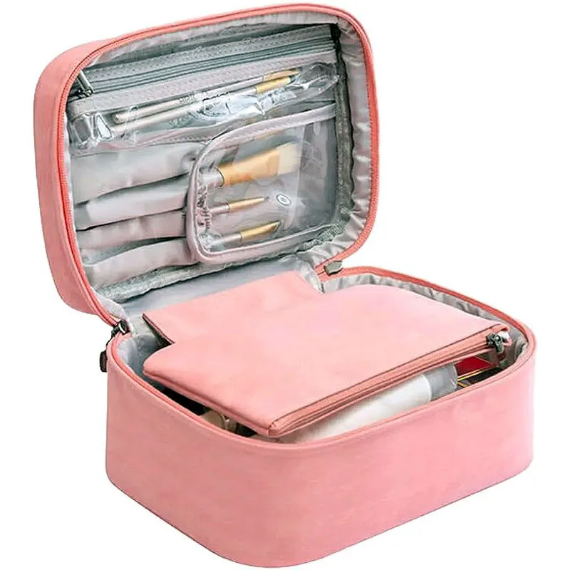 Νεσεσέρ Ταξιδίου VTG Compact Ροζ – Αδιάβροχο, Με Θήκες & Διπλό Φερμουάρ