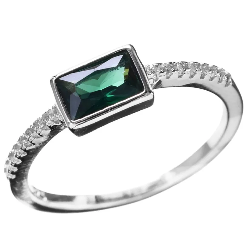 Δακτυλίδι Ασημένιο 925 Ν54 με πράσινο zircon Prince RG133
