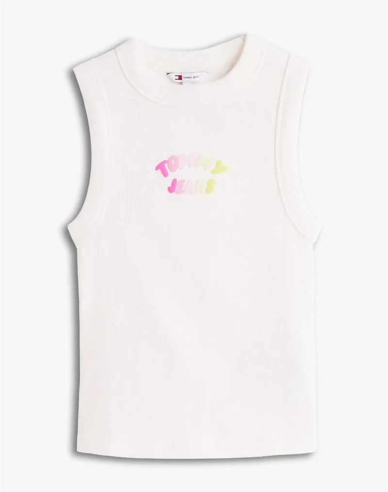 TOMMY JEANS TJW SLIM SH TJ BUBBLE TANK DW0DW22280-YBL Ecru